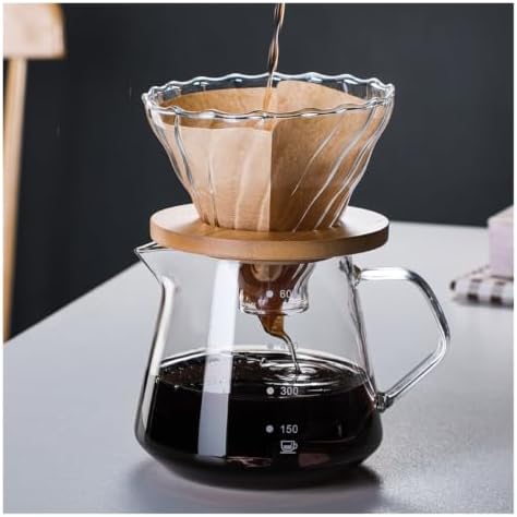 Pour Over Coffee Maker Set, High Borosilicate Glass Coffee Carafe With Filter Cup, Hand Drip Coffee Brewing Pot Server For Home Office Use(Gray,Small) - Image 3