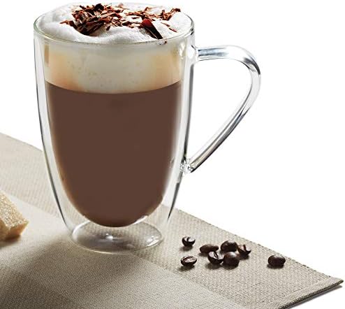 Safdie & Co. Barista Plus Insulated, Cappuccino Cups,Glass Coffee Mug, 435ml, Transparent- pack of 4 coffee mugs - Image 3