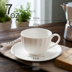 Fine Bone China Cappuccino Cups with Saucers Set of 4, 7 oz - Image 3