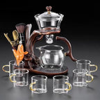 Magnetic TeaPot Semi-Automatic Drip Glass Teapots Lazy Kungfu Tea Infuser Heat-Resistant Tea Maker Set (Iclude 6 cups & Tea pet & 6 Gentlemen of Tea Set) by Unknown