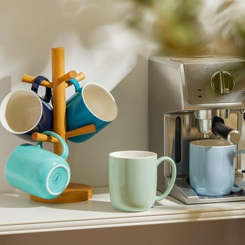 Sweese Porcelain Coffee Mugs Set of 6, 20oz Large Coffee Mugs Porcelain with Big Handle, Assorted Colors Oversized Cups for Latte, Cocoa, Tea, Festival Gift, Microwave Safe - Image 7