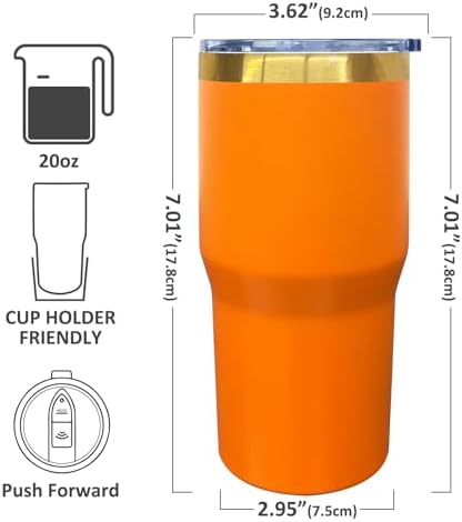 20 oz Tumbler Bulk Stainless Steel Tumblers with Lids and Straws Orange - Image 2