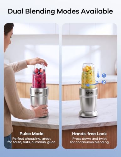 Ganiza Smoothie Blender Max 1300W, Personal Kitchen Blender & Grinder Combo - Image 5