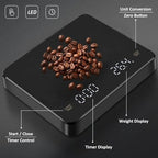 OBEST Mini Coffee Scale with Timer, Portable Kitchen Food Scale with Invisible Screen Rechargeable Digital Coffee Scale Espresso Scale with Timer 3kg/0.1g Precision Scale Classic Black - Image 3