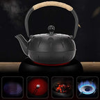 Cast Iron Teapot, Black 0.6L Tea Kettle Japanese Tetsubin Tea Pot with Stainless Steel Infuser for Loose Leaf Cast Iron Tea Pot for Stovetop Flower Design - Image 2