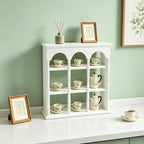 Wooden Coffee Mug Display Rack, Countertop Grid Vintage Coffee Cup Display Stand, Countertop Solid Wood Cup Rack for Living Room or Kitchen - Image 4