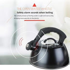 Black kettle, Stainless Steel Whistling Tea Pot with Thermometer, Teapot for Stove Top with Ergonomic Anti Scald Handle - Image 4