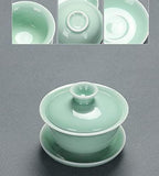 Chinese celadon exquisite ceramic tea set kettle tea cup plastic tray porcelain tea set travel tea set best gifts-D (K) - Image 2