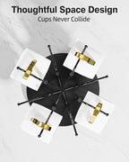 8-Hook 360° Rotating Large Coffee Mug Tree for Counter, Wood Base, Black - Image 3