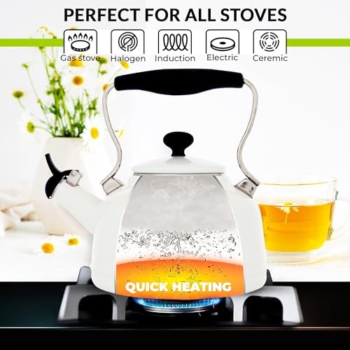 Chantal 1.8 quart Oolong Enamel on Steel Whistling Tea Kettle (Talavera) - Image 6