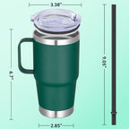 20 oz Stainless Steel Tumbler with Handle Bulk Metal Insulated Tumblers Travel Coffee Mug with Handle Double Wall Tumbler Cup with Lid and Straw, New Dark Green 12 Pack - Image 4