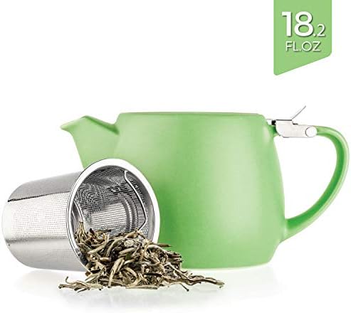 Tealyra - Pluto Porcelain Small Teapot Lime - 18.2-ounce (1-2 cups) - Matte Finish - Stainless Steel Lid and Extra-Fine Infuser To Brew Loose Leaf Tea - 540ml - Image 2