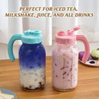 SOLIGT 2 Quart Glass Mason Jar Pitchers with Lids, Pink&Baby Blue, 2 Pack - Image 6