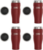 THERMOS Stainless King Vacuum-Insulated Travel Tumbler, 16 Ounce, Rustic Red (Pack of 4) by Thermos