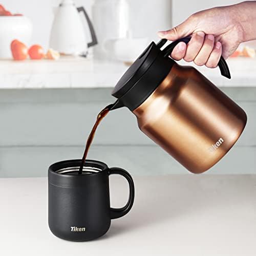 Tiken 34 Oz Thermal Coffee Carafes For Keeping Hot, Double Wall Stainless Steel Insulated Coffee Carafe, 1 Liter Beverage Pitcher (Copper) - Image 6