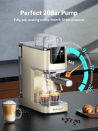 RELEXNOW Espresso Machine, 20 Bar Espresso Maker Milk Frother & LCD Panel, Hot & Iced Coffee Machine, Stainless Steel Espresso Coffee Machine with 41oz Water Tank for Cappuccino, Latte - Image 2