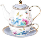 KAMMAK Tea for One Set, Ceramic Teapot, Bone China Tea Set, Cup and Saucer by KAMMAK