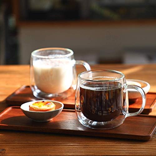 CNGLASS 10oz(2-pack) Double Wall Coffee Glass Mugs and 13.5oz(2-pack) Glass Cups - Image 6