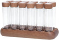 12 Pieces Coffee Bean Storage Tube Single Dose Organization Airtight Glass Container with Wooden Stand Dustproof Suitable for Coffee, 12 Long by Bvdfgk