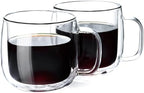 Unbreakable Double Walled Glass Coffee Mugs 10 fl oz, Microwave & Refrigerator Safe, Borosilicate Glass Insulated Coffee Mugs Set of 2 for Espresso, Cappuccino, Latte, Americano, Tea, Beverage by Unbreakable