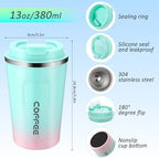 Honeydak 5 Pack Travel Coffee Mugs 12oz Insulated Coffee Cup with Lid Stainless Steel Vacuum Gradient Colorful Tumbler Reusable Leakproof Travel Cups for Hot & Cold Drinks - Image 2