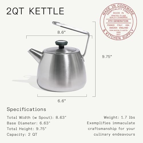 Made In Cookware - 2 QT Kettle - Stainless Steel - With Built-In Temperature Gauge - Includes Handle Sleeve - Induction Compatible - Image 3