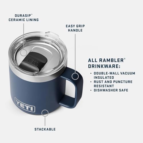 YETI Rambler 10 oz Ceramic Lined Stackable Mug, Vacuum Insulated, Stainless Steel with MagSlider Lid, Stag Red - Image 2