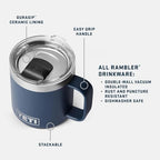 YETI Rambler 10 oz Ceramic Lined Stackable Mug, Vacuum Insulated, Stainless Steel with MagSlider Lid, Stag Red - Image 2