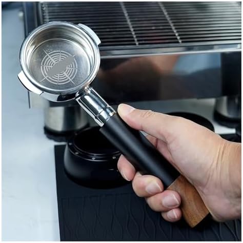 Openwork Bottomless Portafilter, Compatible For IKAPE,Stainless Steel And Walnut Espresso Handle,54 / 58mm Extraction Precision Basket(58mm Black) - Image 3