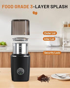 CEVING Hands-Free Blade Coffee Grinder, Cordless Coffee Mill with 5-30S Adjustable Grinding, Triple-Lock Safety & 1500mAh Rechargeable Battery with Removable Bowl, Portable for Camping, Travel, etc. - Image 5
