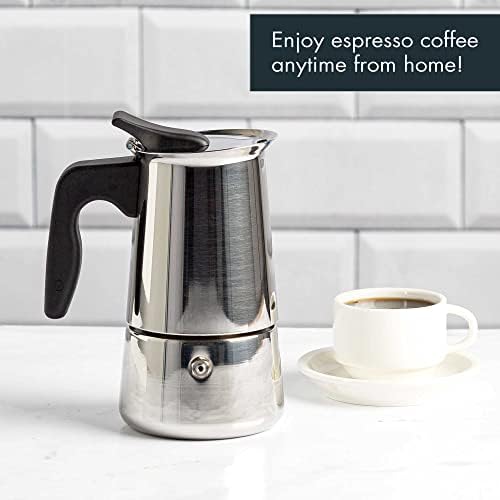 Primula Stainless Steel Stovetop Espresso Coffee Maker, 4-Cup, 3.5"D x 5"W x 7"H, Black Handle - Image 6