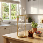 Cold Brew Coffee Maker Drip Pot Carafe Brewer Dripper With Glass Vessel and Gold Tone Metal Stand for Visible suitable for home office coffee kitchen counter - Image 6