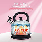 Electric Kettle Temperature Dash, YiiMO 2L Stainless Steel Hot Water Boiler with Thermometer for Tea Coffee 1200W, Auto Shut-Off Boil-Dry Protection BPA Free, Large Pink Retro Cute - Image 6