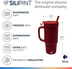 Silipint 32oz Silicone Tumbler with Handle, Flip Lid and Straw – BPA-Free, Non-Toxic, Freezer, Microwave, Dishwasher Safe Tumbler – Perfect for Tea, Smoothies (Dark Red) Pack of 1 - Image 2