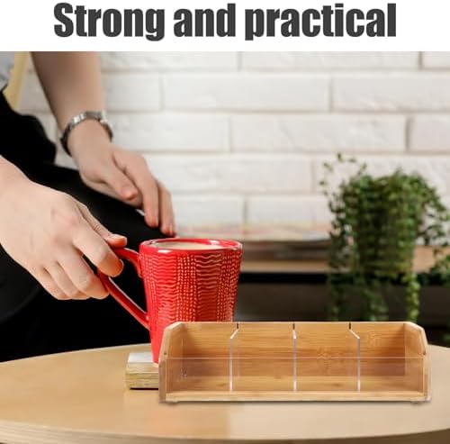 Tea Box Organizer with Compartments Tea Bag Natural Organizer for Kitchen Countertop and Pantry - Image 5