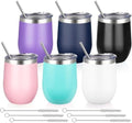 MEZMUT 12 Oz Insulated Wine Tumbler Bulk with Lid Wine Glass(Multi,6 Pack) by MEZMUT