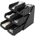 Serve Condiment Bin 3 Tier 6 Compartment Countertop Organizer Tea Station Organizer 20" L x 11" W x 13.8" H Plastic Containers Storage Bins for Coffee Shops Restaurants Dessert Shops bars by Unknown