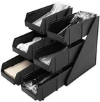 Serve Condiment Bin 3 Tier 6 Compartment Countertop Organizer Tea Station Organizer 20" L x 11" W x 13.8" H Plastic Containers Storage Bins for Coffee Shops Restaurants Dessert Shops bars by Unknown