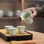 Travel tea set,Portable ceramic tea set,Chinese tea set,Tea sets for adults,Tea pot sets,Portable Travel Bag,Home,Gifting,Outdoor and Office,茶具 (Light green) - Image 5