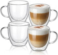 Casafoyer 9 Oz Double Wall Glass Coffee Cups Set of 4, Borosilicate Espresso Mugs by Casafoyer