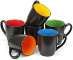 Foraineam Set of 6 Coffee Mugs 16 Ounces Matte Black Porcelain Mug Set Large-sized Ceramic Restaurant Drinking Cups for Coffee, Tea, Juice, Cocoa - Image 3