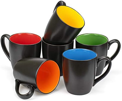 Foraineam Set of 6 Coffee Mugs 16 Ounces Matte Black Porcelain Mug Set Large-sized Ceramic Restaurant Drinking Cups for Coffee, Tea, Juice, Cocoa - Image 3