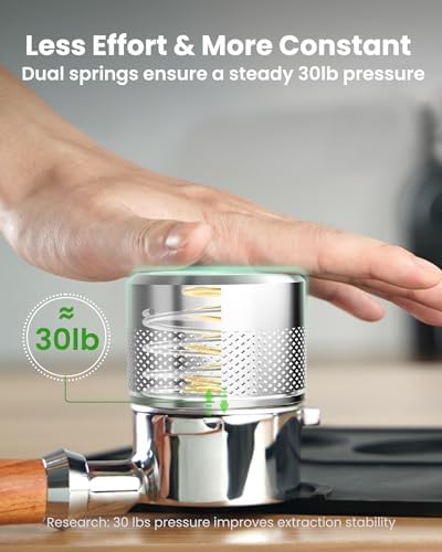 53mm Espresso Tamper, Maestri House Stainless Steel Barista Coffee Tamper for Espresso Machine, Spring-loaded Tamper Fits for 54mm Breville Portafilter Fits for 54mm Espresso Portafilter (Silver) - Image 7