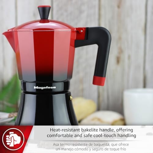 Magefesa Tradicional 6-Cup Stovetop Espresso Maker – Italian Moka Pot – Induction Compatible – Stainless Steel & Aluminum – Cool-Touch Handle – Eco-Friendly Coffee Brewer - Image 5