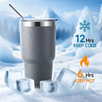 Volhoply 30oz Insulated Tumbler with Lid and Straw, Double Wall Inner & Outer 304 Stainless Steel Tumblers Bulk, Powder Coated Coffee Cup for Office, Home, Travel (Gray,8 Pack) - Image 4