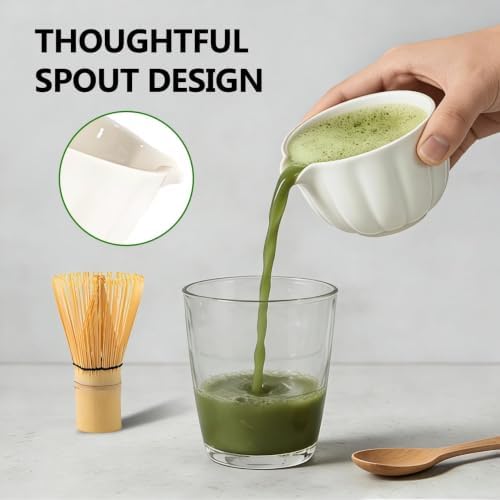 6-Piece Matcha Set Kit, Japanese Matcha Tea Making Set with Ceramic Matcha Bowl, Whisk, Scoop, Sifter, Whisk Holder & Brush, Matcha Starter Kit for Beginners and Tea Enthusiasts, White - Image 3