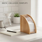 Vertical Coffee Filter Storage Box for Pour Over, Bamboo & PP Plastic Holder for Cone Filters - Image 3