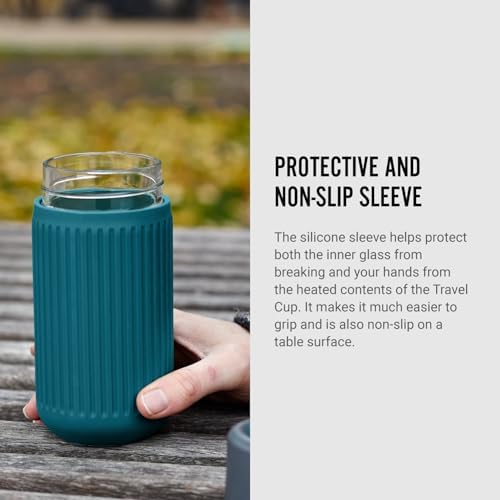 BLACK + BLUM Glass Travel Cup | Durable, Lightweight On-the-Go Tumbler, Lid Lock, Leak-proof - Perfect for Hot & Cold Drinks | Fits in Bike Bottle Cages & Car Cup Holders | Ocean, 11 oz / 340ml - Image 5