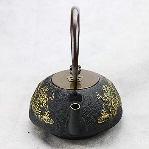 China Cast Iron Tea Kettle Cast Iron Teapot Black - Unique Dragon- for Living Room Or Outdoor Party Teapots, - Image 3