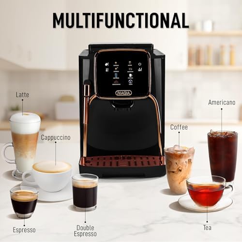 Zulay Kitchen Magia Automatic Espresso Machine – Clasica, Black Copper – Super Automatic Coffee Maker with Built-in Grinder, Steam Wand, Self-Cleaning, Touch Panel, for Bean & Ground Coffee - Image 3